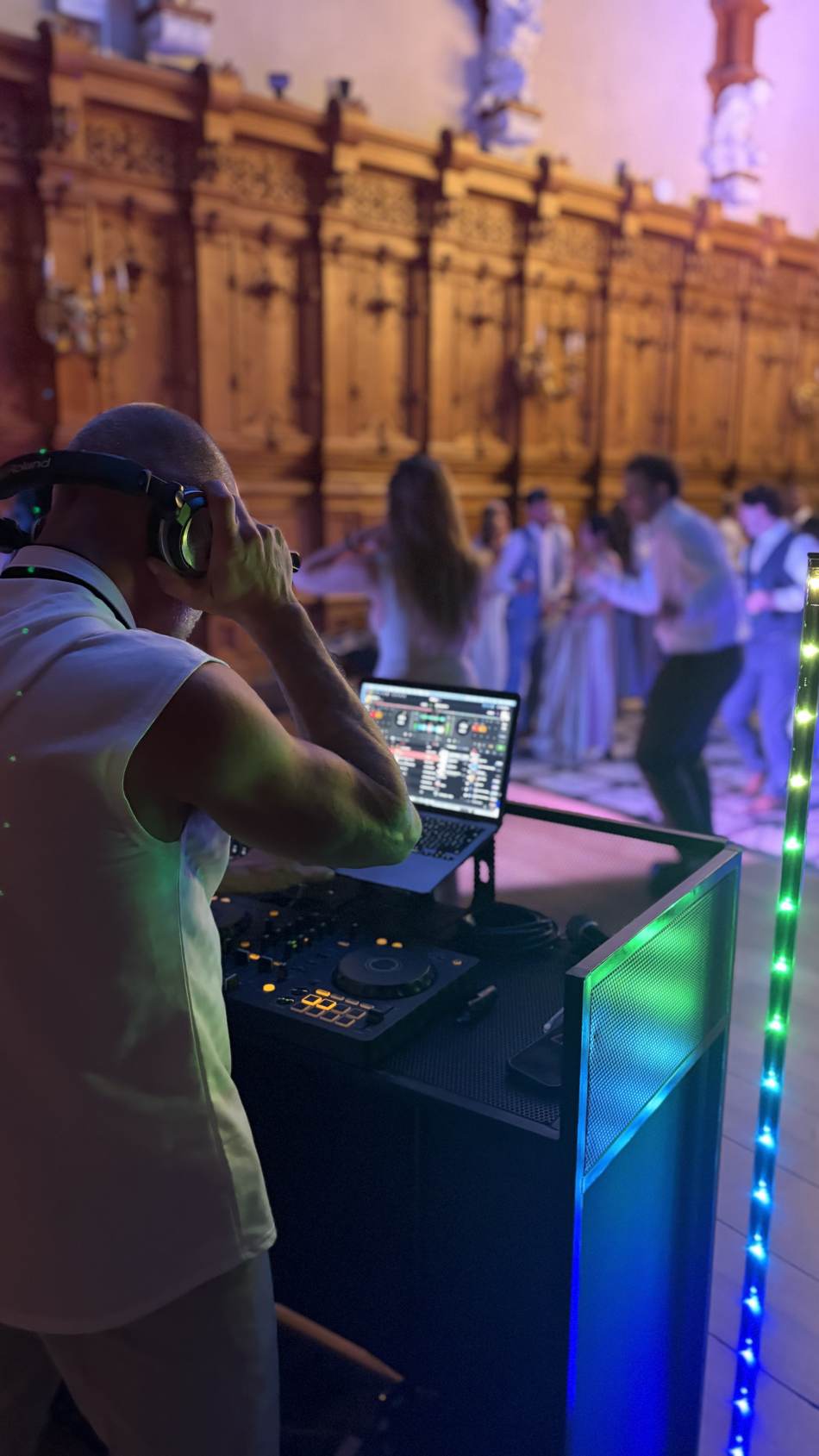 Paul Martyn DJing at a wedding reception